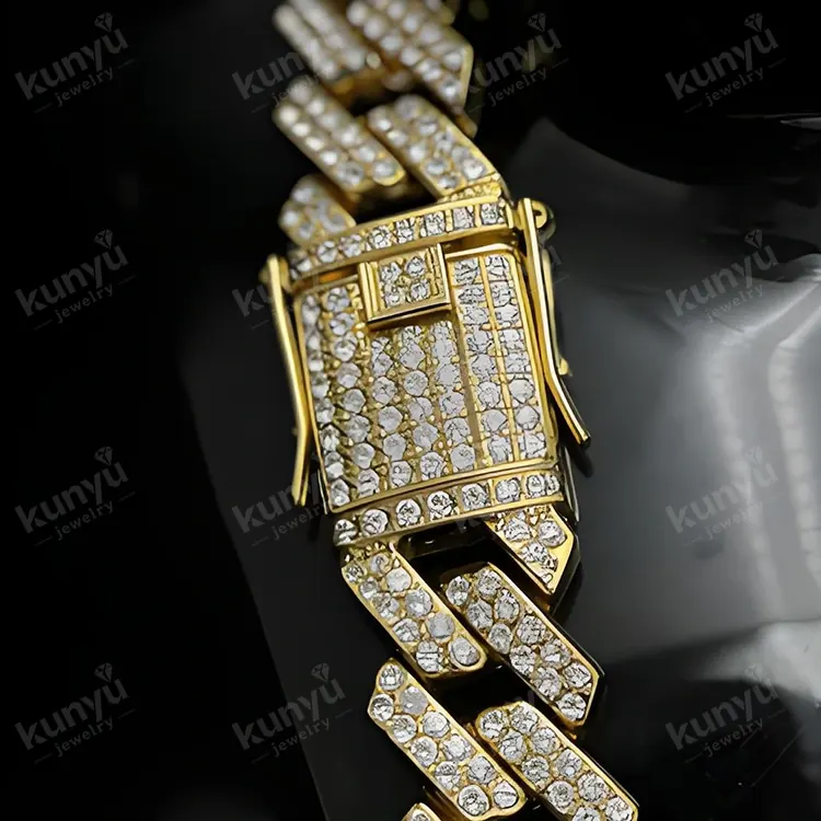 Glitrende Rhinestone Cuban Link Chain